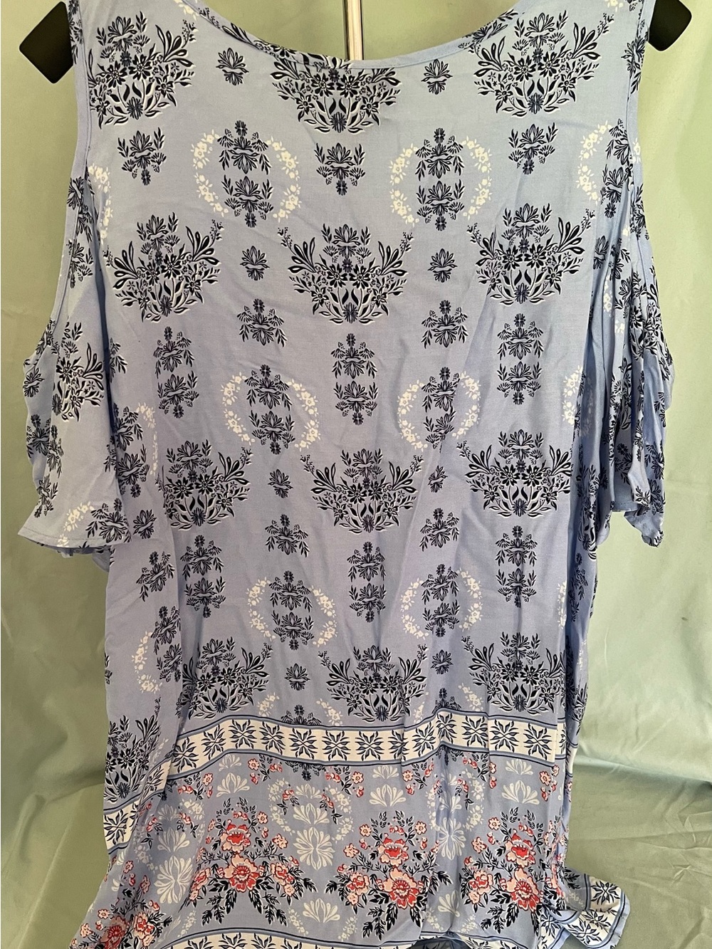 St. John's Bay Light Blue Floral Cold-Shoulder Tunic - Picture 2 of 3